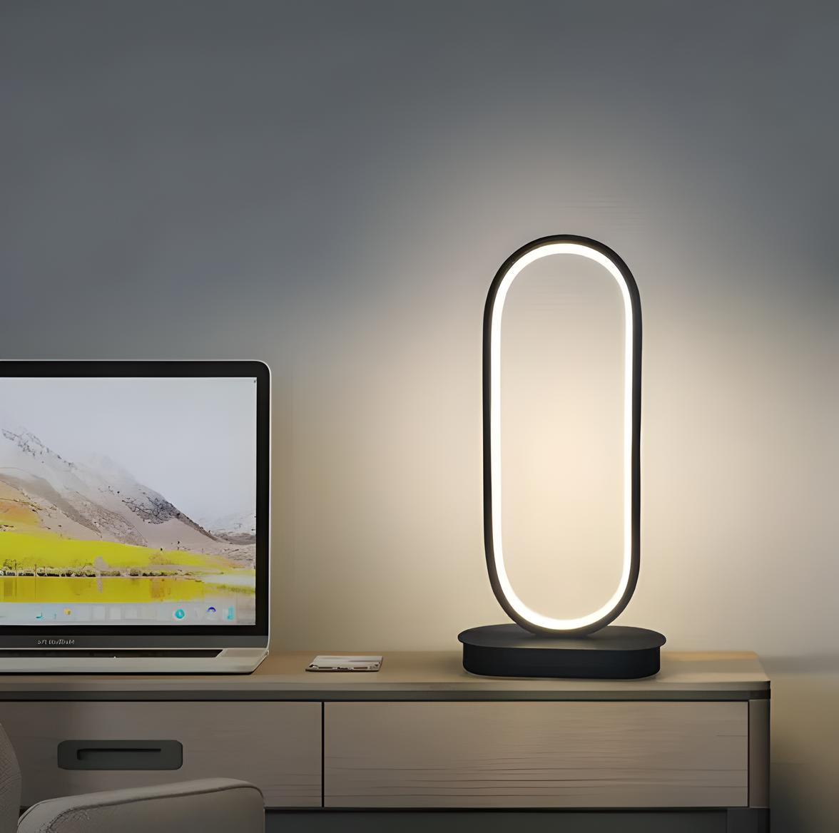 Minimalist Oval LED Table Lamp – Dimmable Touch Control Night Light