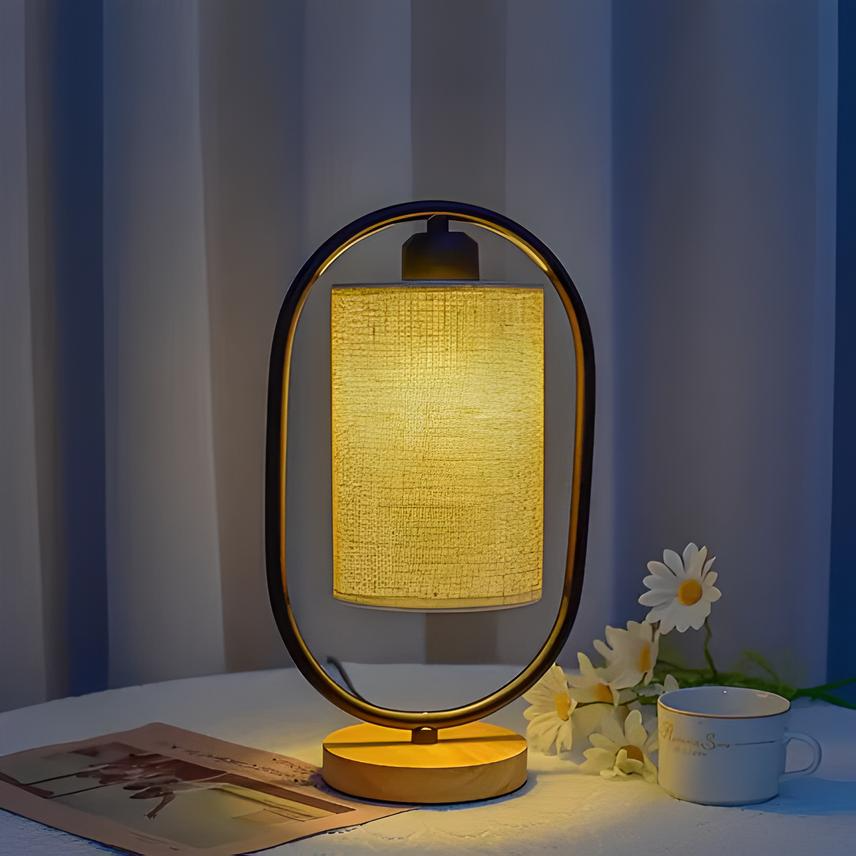 Scandinavian Bedside Lamp – Soft Glow with Minimalist Bamboo Base