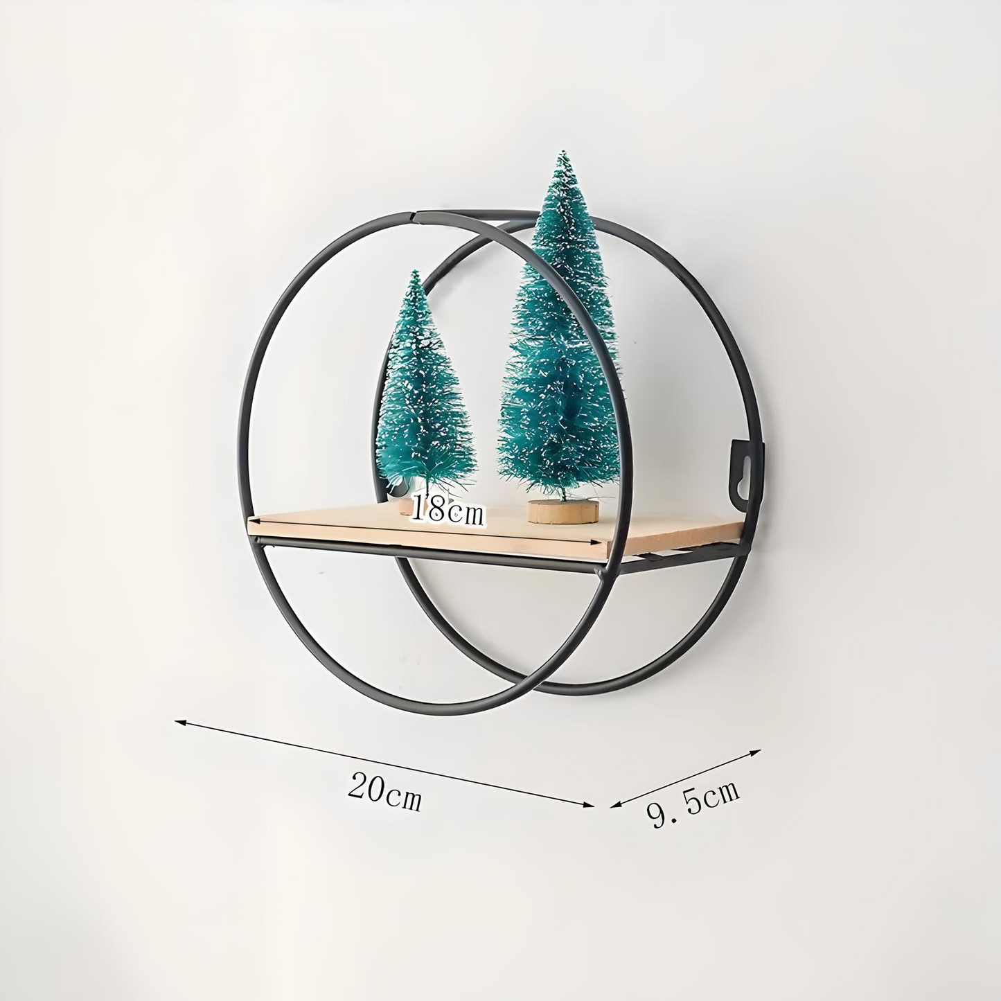 Nordic Geometric Wall Shelf – Modern Iron Frame with Wood Base