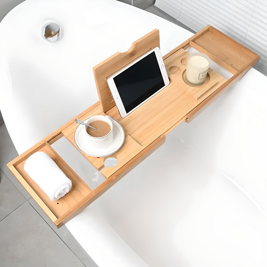 Bamboo Bathtub Tray – Adjustable, Non-Slip Design