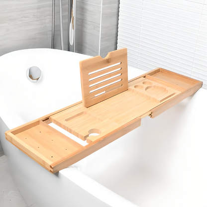 Bamboo Bathtub Tray – Adjustable, Non-Slip Design