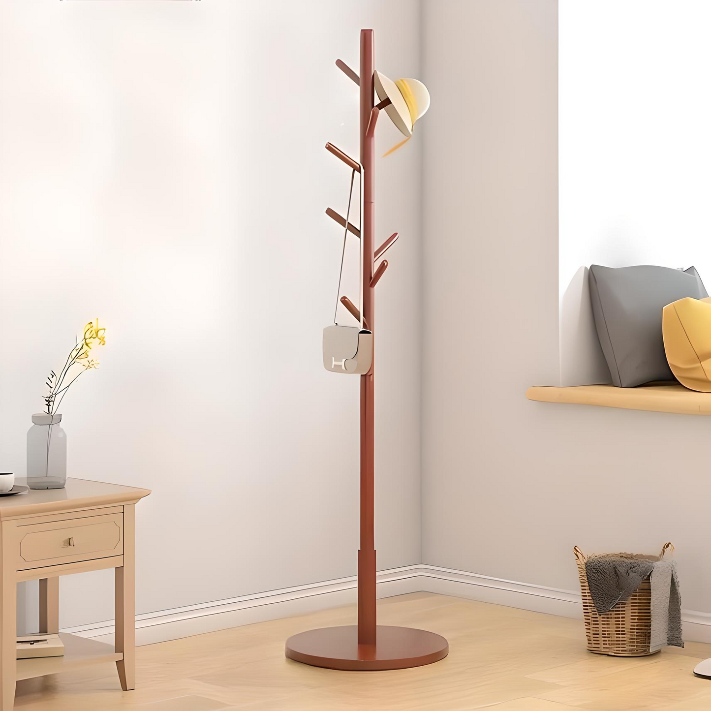 Freestanding Wooden Coat Rack