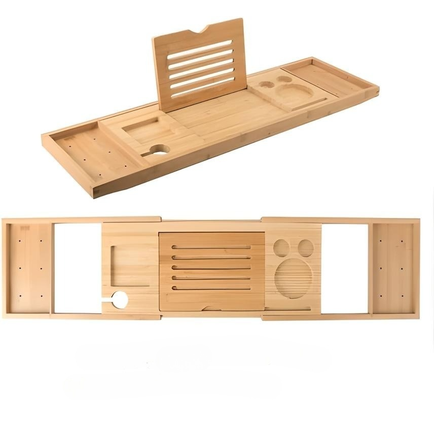 Bamboo Bathtub Tray – Adjustable, Non-Slip Design