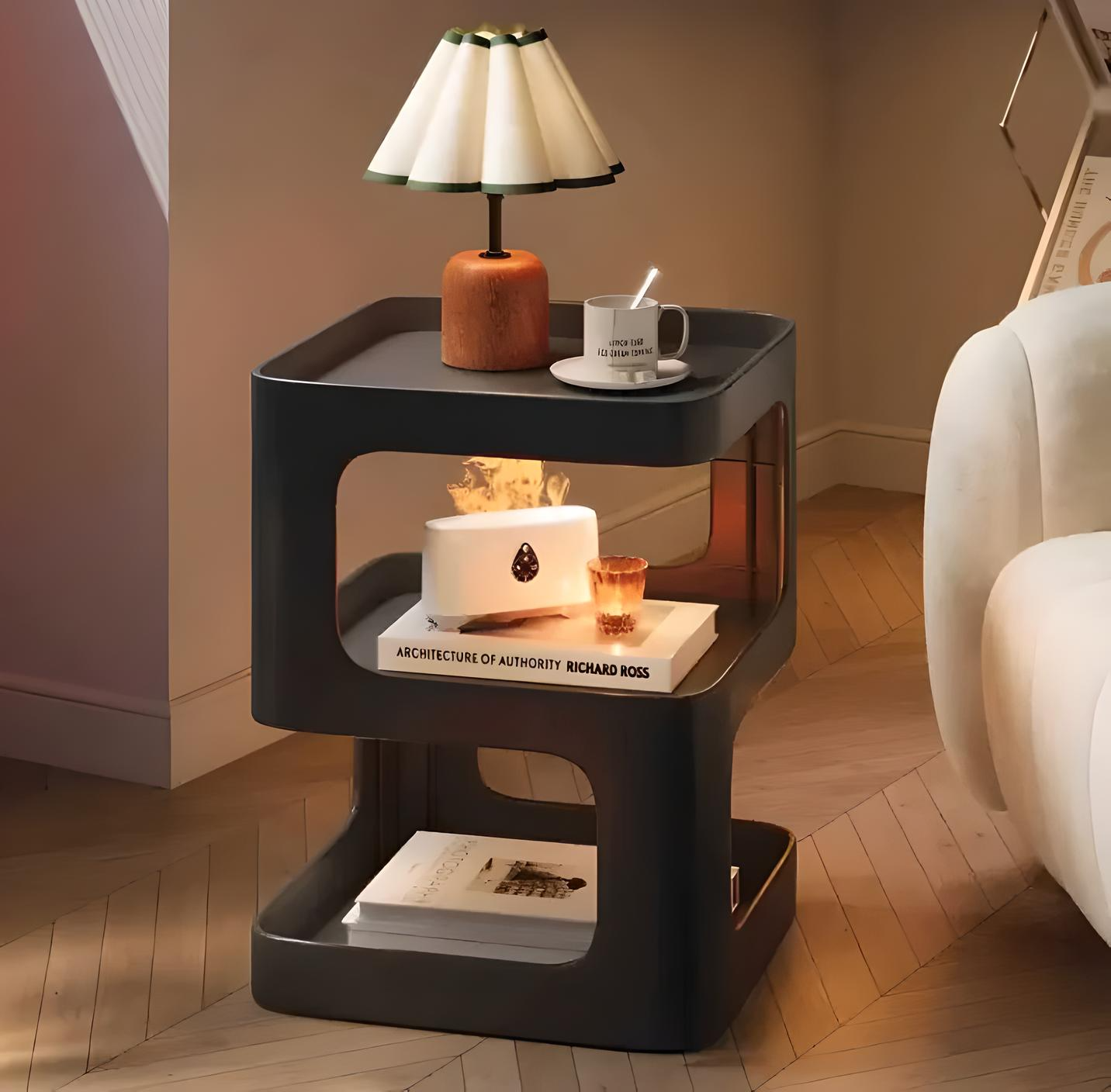 Scandinavian Minimalist Bedside Table –  Nightstand Storage Shelf