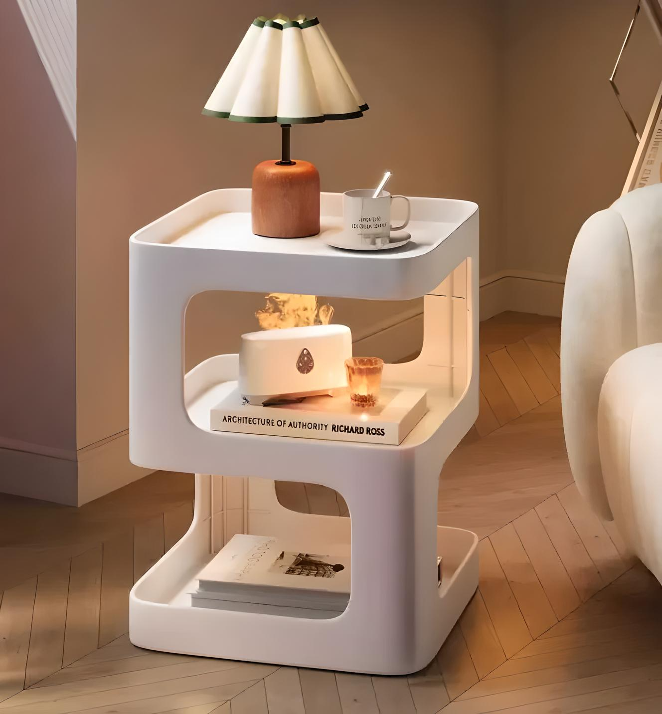 Scandinavian Minimalist Bedside Table –  Nightstand Storage Shelf