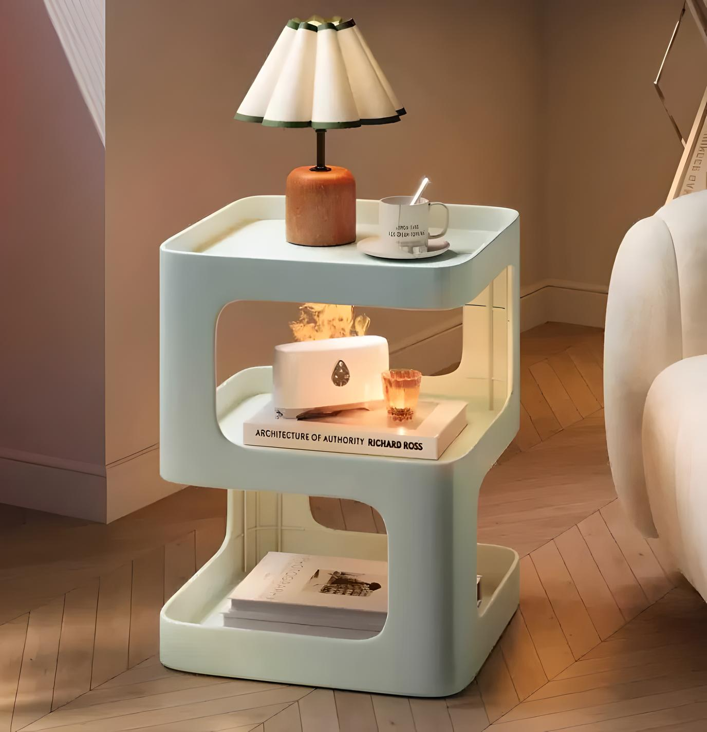 Scandinavian Minimalist Bedside Table –  Nightstand Storage Shelf