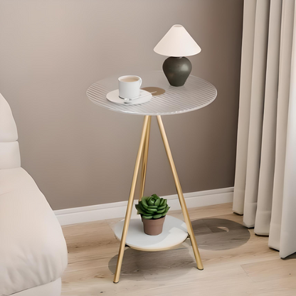 Minimalist Glass Side Table – Iron Frame & Double Layers