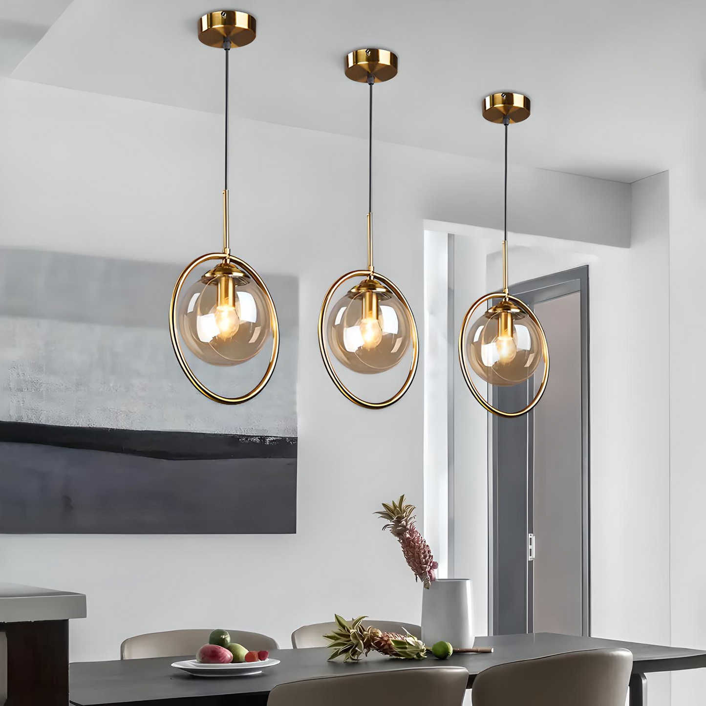 Scandinavian 3-Color Pendant Light – Minimalist Glass Ceiling Lamp